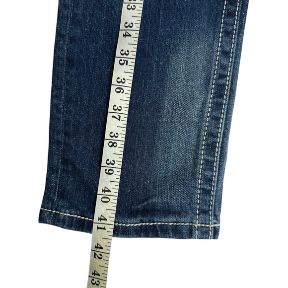 Miss Me Sunny Skinny Jeans Women’s Size 31 Blue Y2K Thick White Stitching - Picture 4 of 12